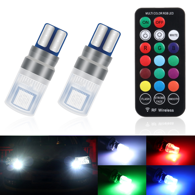 Voice Control Light Bulb - 2 개/대 RGB LED T10 W5W