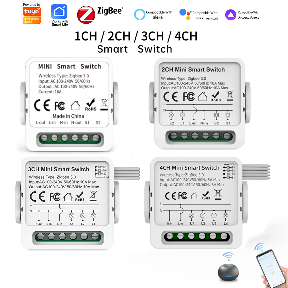 Smart Home Voice Assistant - Tuya Zigbee 3.0 스마트 스위치 1/2/3/4-웨이
