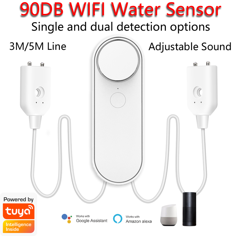 Wifi Water Leak Detector - 3M/5M WiFi 누수 감지기 90DB 듀얼