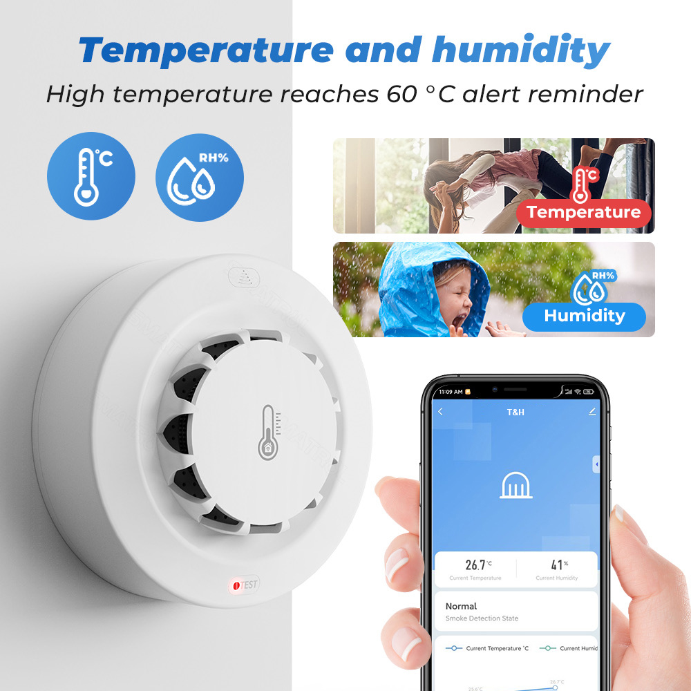 Tuya WiFi 온도 및 습도 센서 연기 감지기 보호 - Smart Home Security 리뷰 및 가격