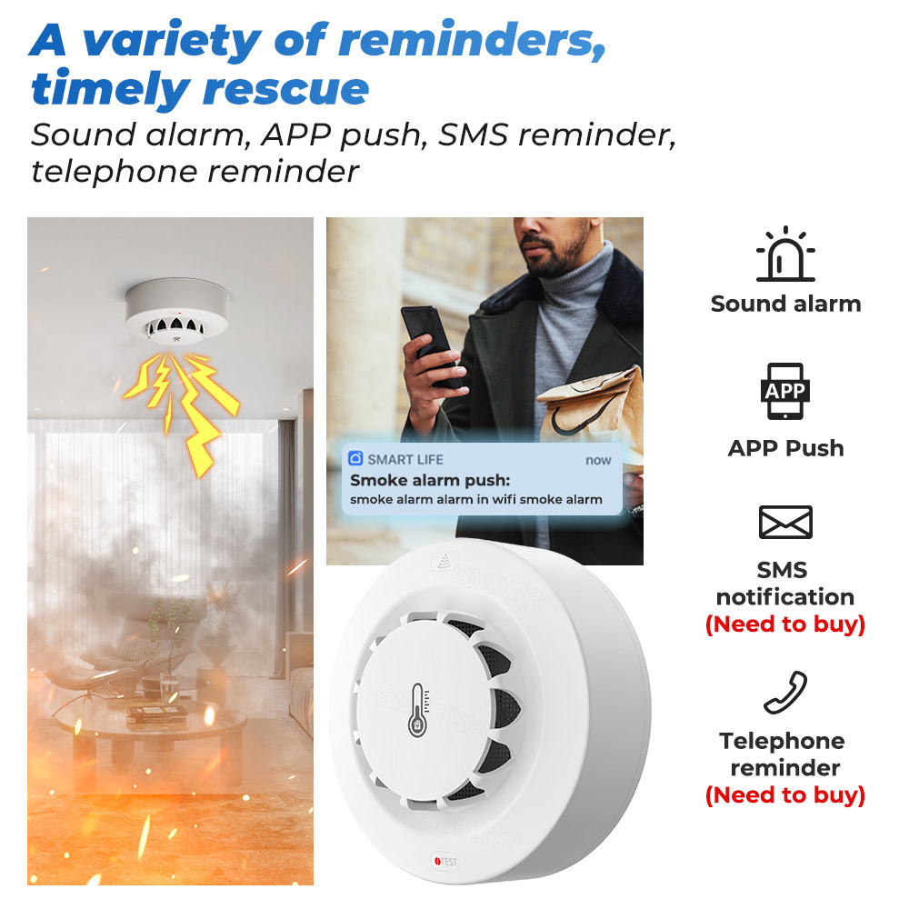 Tuya WiFi 온도 및 습도 센서 연기 감지기 보호 - Smart Home Security 리뷰 및 가격