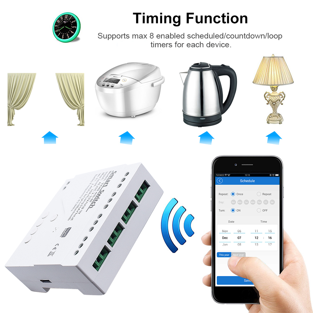 Wifi 스마트 라이트 스위치 4CH Mdule DC  - Tuya Wifi Socket 리뷰 및 가격