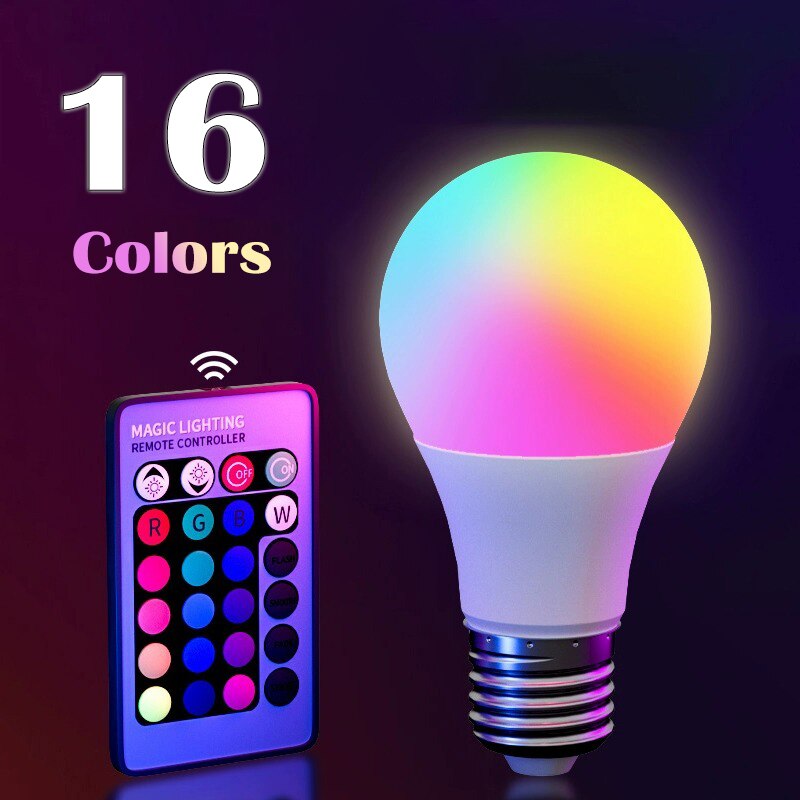 E27 220V 16 색상 RGB 전구 LED 멀티 컬 - Voice Control Light Bulb 리뷰 및 가격