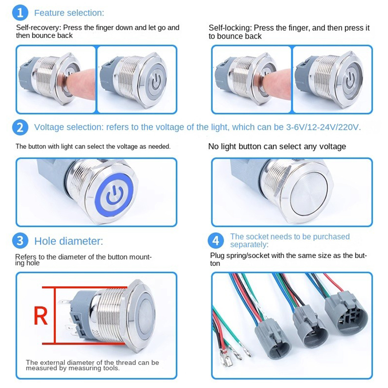 금속 푸시 버튼 스위치 플랫 라운드 전원 제어 LED  - Smart Light Switch 리뷰 및 가격