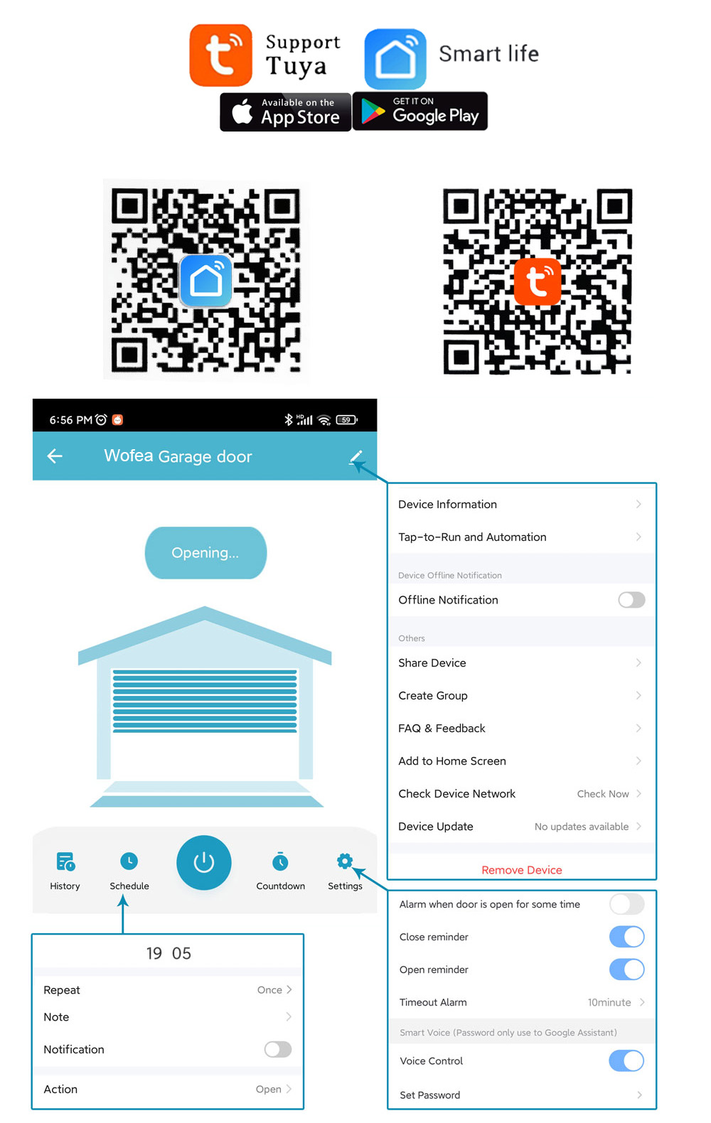Wofea Tuya 스마트 WIFI 2.4G 차고 문  - Smart Home Vimar 리뷰 및 가격